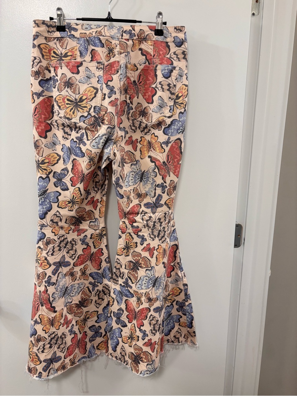 Free People Peach Butterfly Print Flare Jeans - Picture 6 of 12